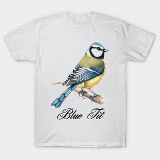 a blue tit is sitting on a branch T-Shirt